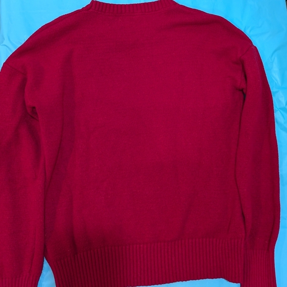 Rae Dunn Red and White Crew Neck Sweater LOVE - Picture 9 of 13